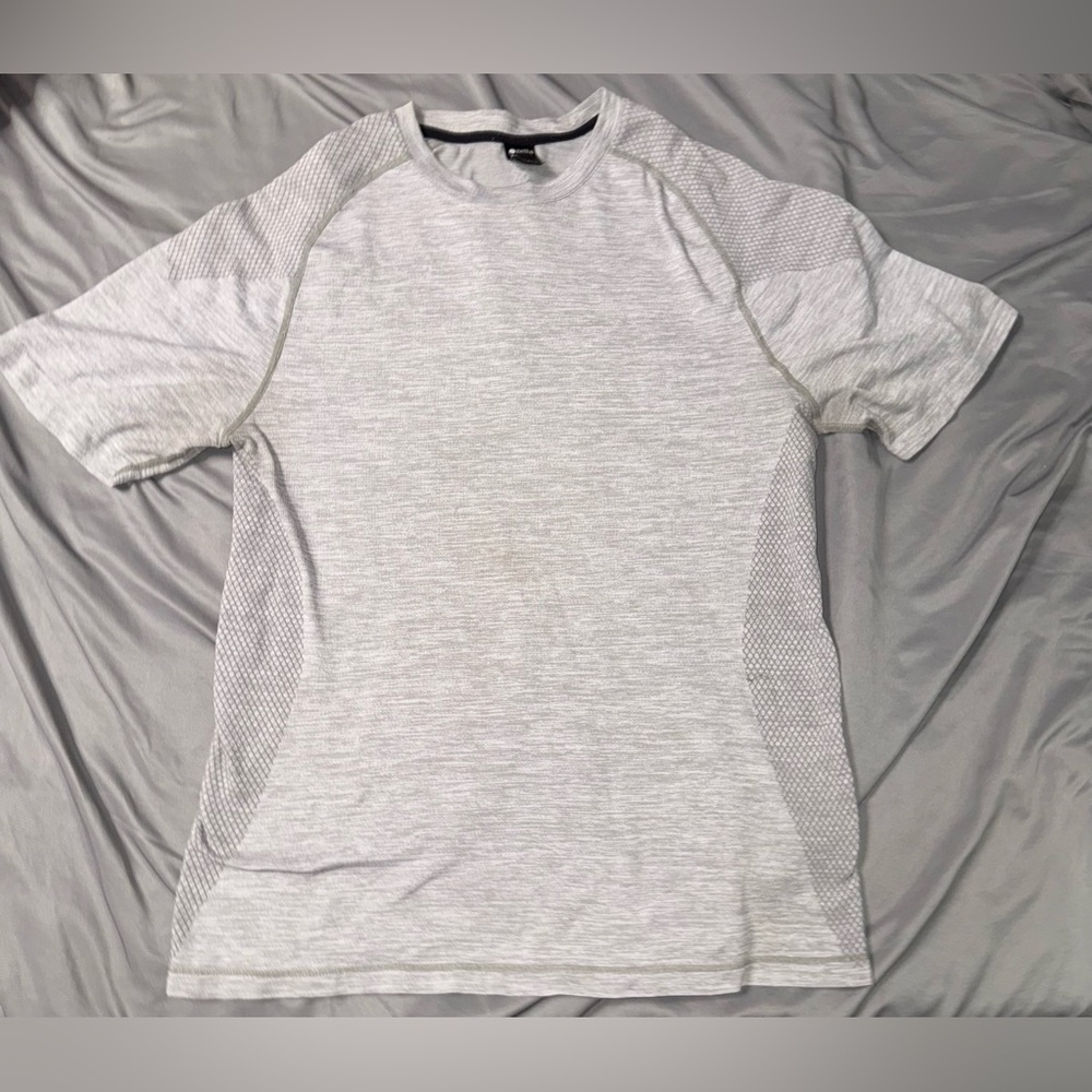 Zella Seamless Performance Activewear Short Sleeve Gray Shirt Mens S [B-76]
